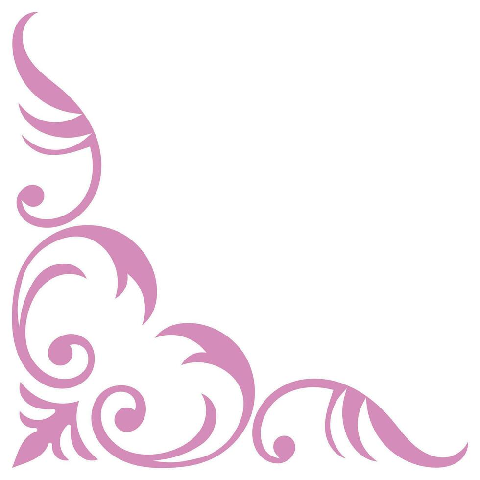 Pink vintage corner, thin line Victorian Middle Ages Fancy black monogram frames, design elements collection, abstract icons, simple symbols of flowers. vector