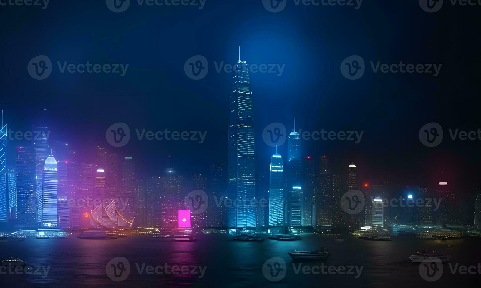 night city landscape with port ai generated photo