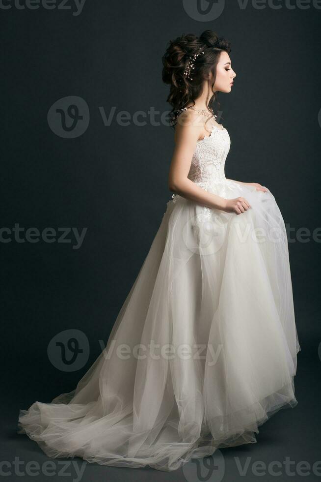 young beautiful stylish woman, bride, bridal fashion photo