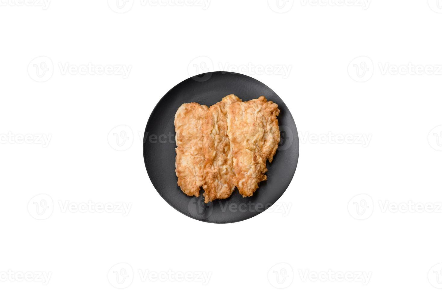 delicioso frito pollo picar o Cerdo carne frito empanizado con sal, especias y hierbas foto