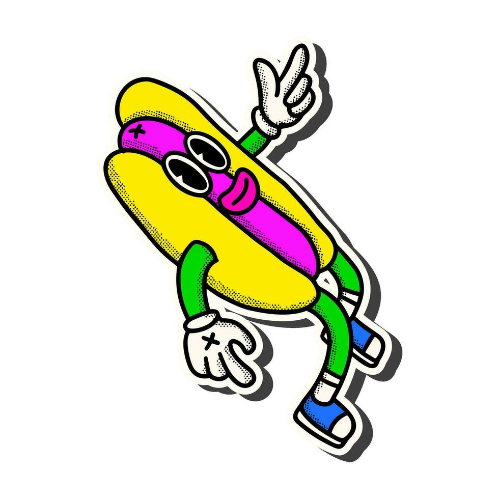 90s Stickers hot dog Illustration for banner, promotion, etc vector