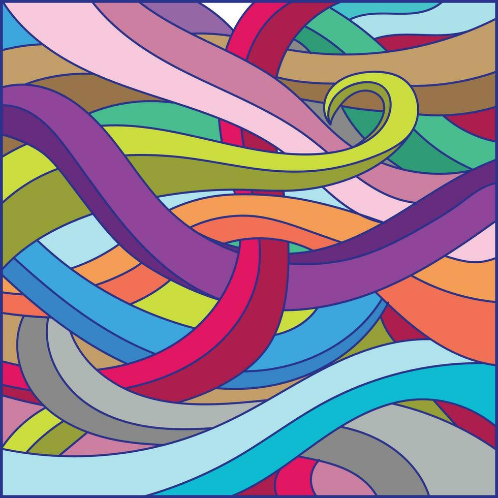 Square Abstract Vibrant Colorful Modern Swirl Line Wave Background Art Design vector