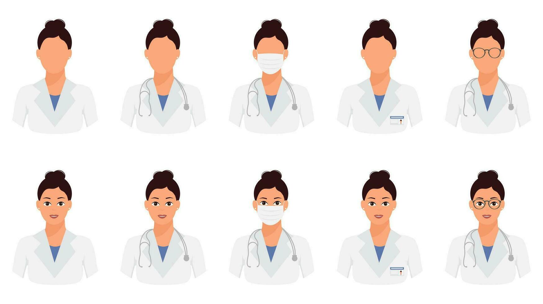 Female doctor avatar in uniform. Flat style illustration vector