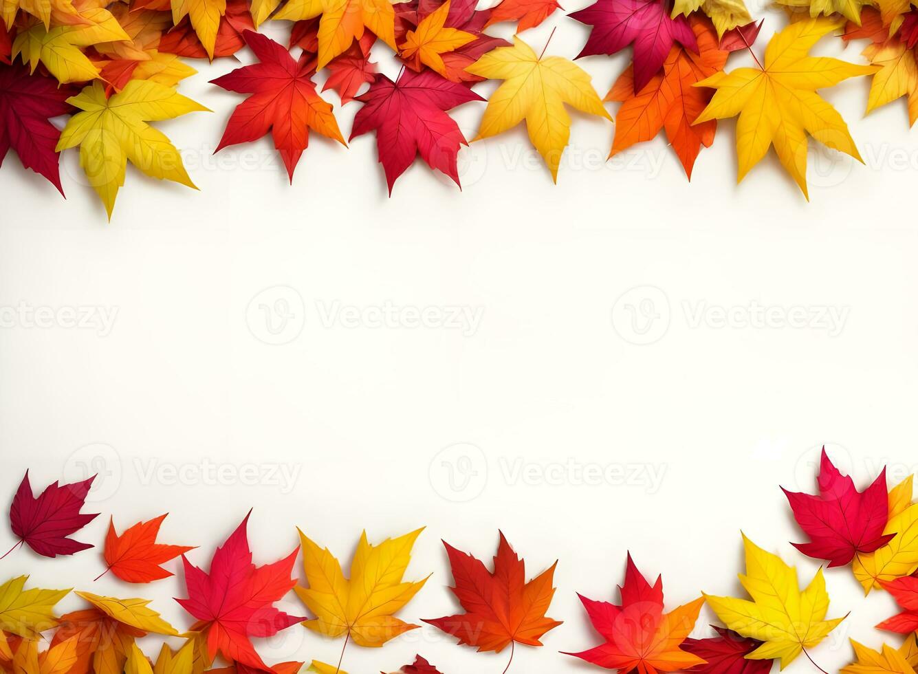 maple leaves flat lay with white background and copy space ai generated photo