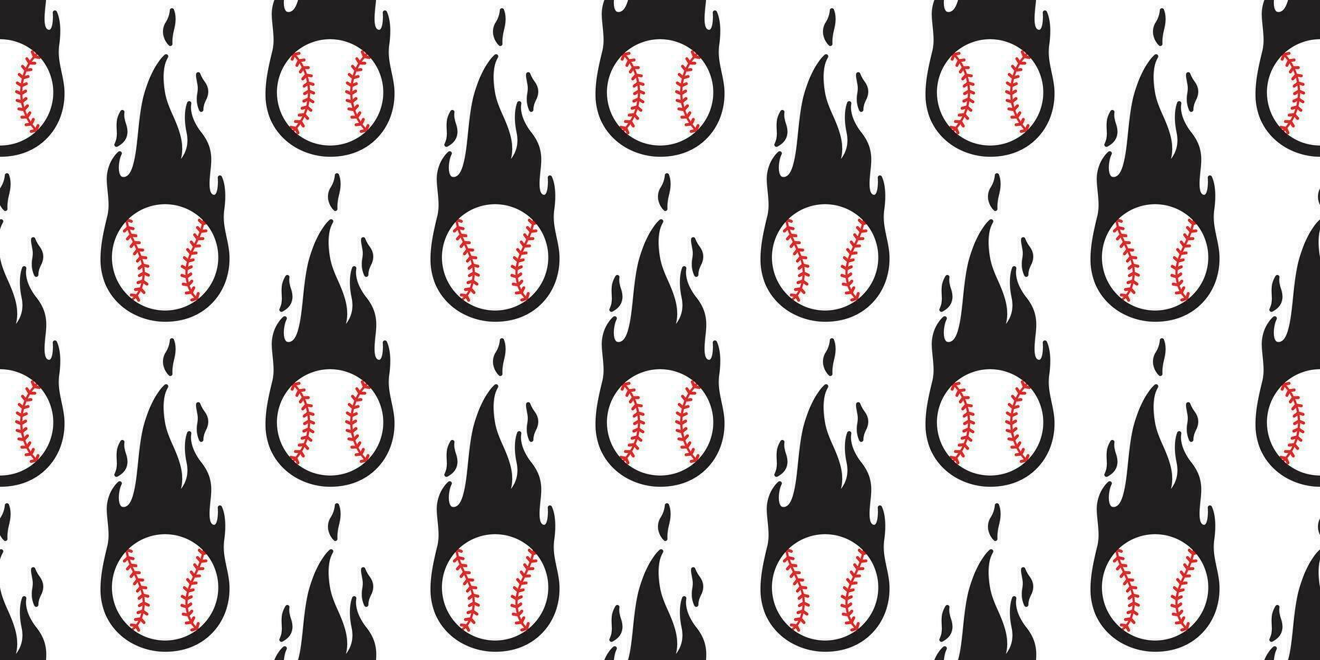 baseball fire seamless pattern vector softball sport cartoon scarf isolated repeat wallpaper tile background illustration doodle design