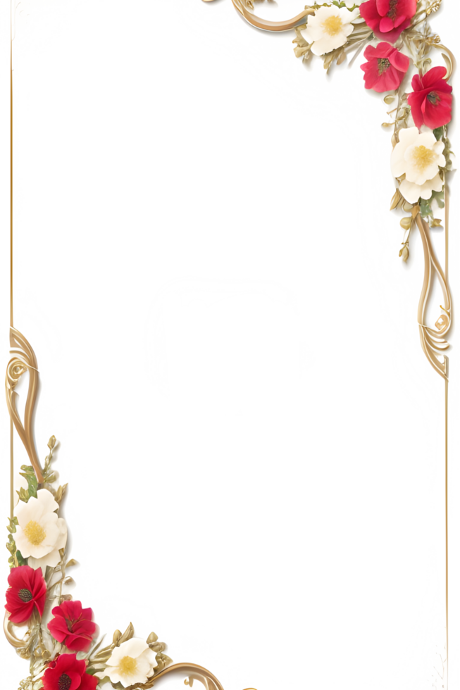 Invitation Flower Frame Border PNG Image Transparent Background Ai Generative