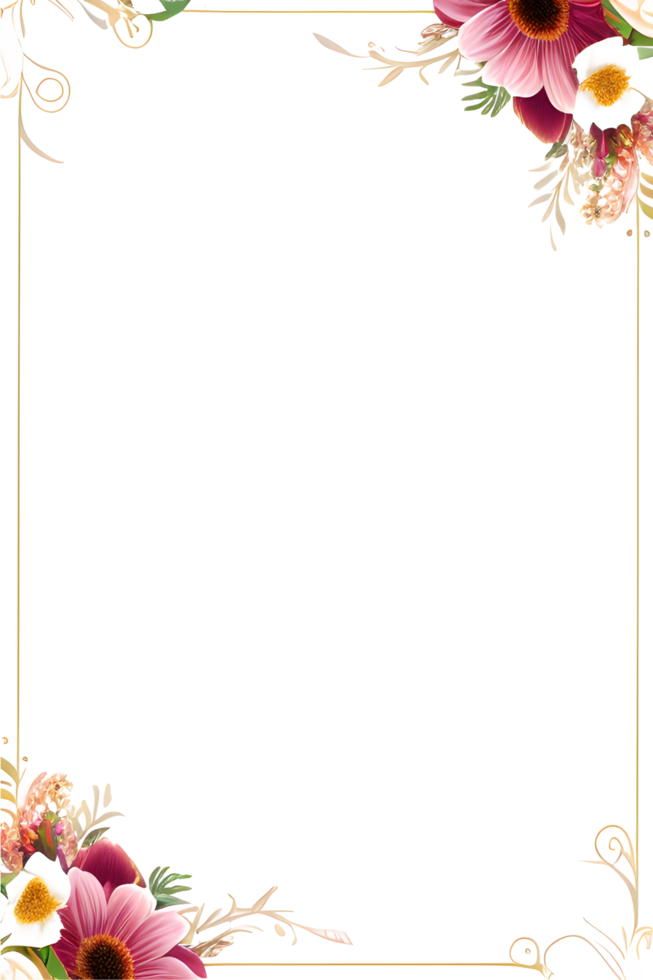 Invitation Flower Frame Border PNG Image Transparent Background Ai Generative