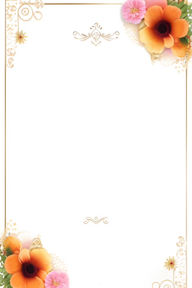 Invitation Flower Frame Border PNG Image Transparent Background Ai Generative