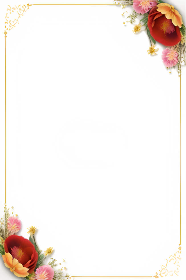 Invitation Flower Frame Border PNG Image Transparent Background Ai Generative