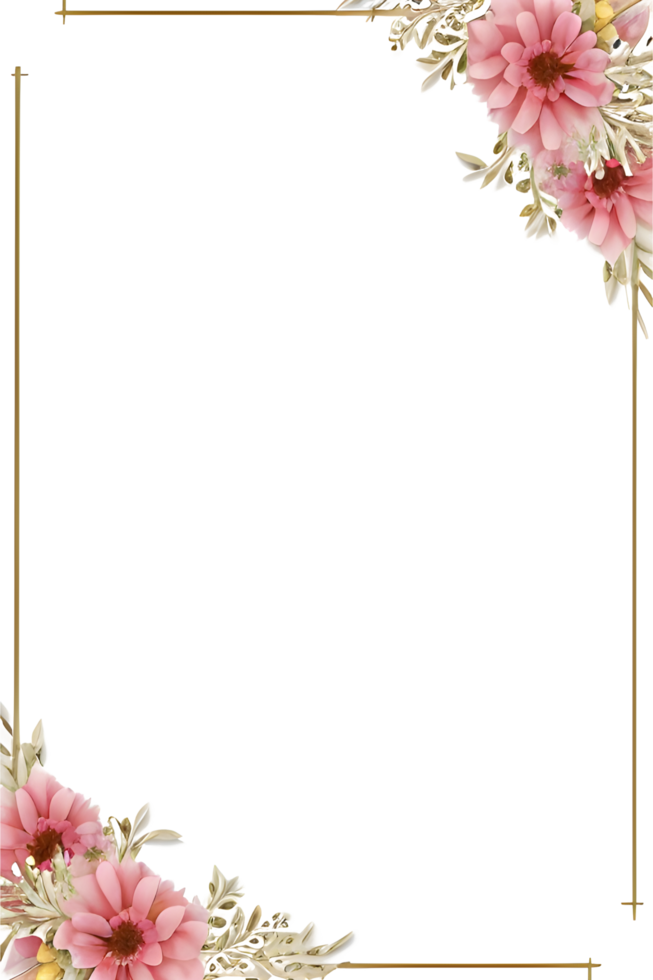 Invitation Flower Frame Border PNG Image Transparent Background Ai Generative