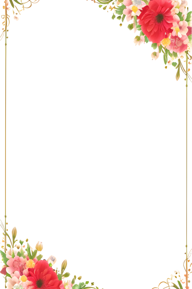 Invitation Flower Frame Border PNG Image Transparent Background Ai Generative