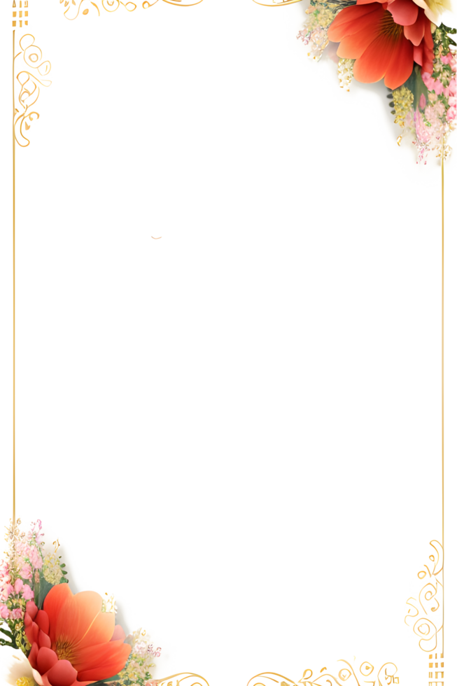 Invitation Flower Frame Border PNG Image Transparent Background Ai Generative