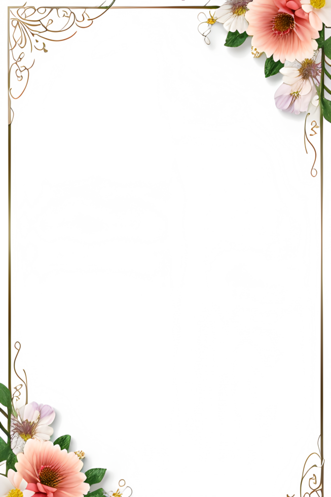 Invitation Flower Frame Border PNG Image Transparent Background Ai Generative