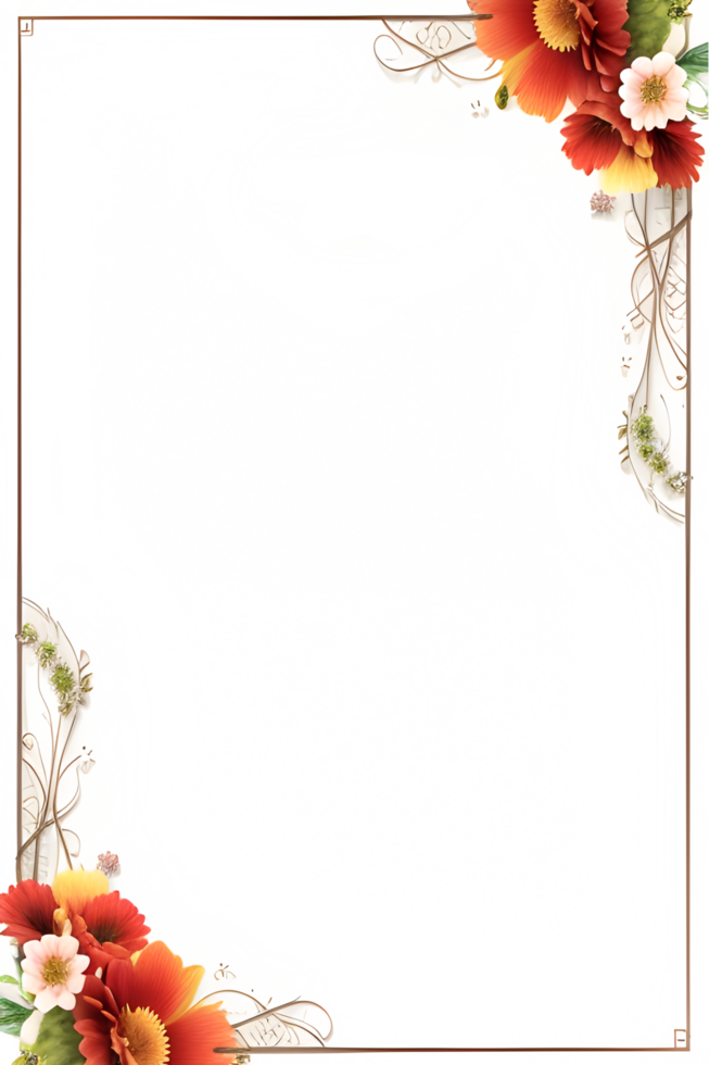 Invitation Flower Frame Border PNG Image Transparent Background Ai Generative