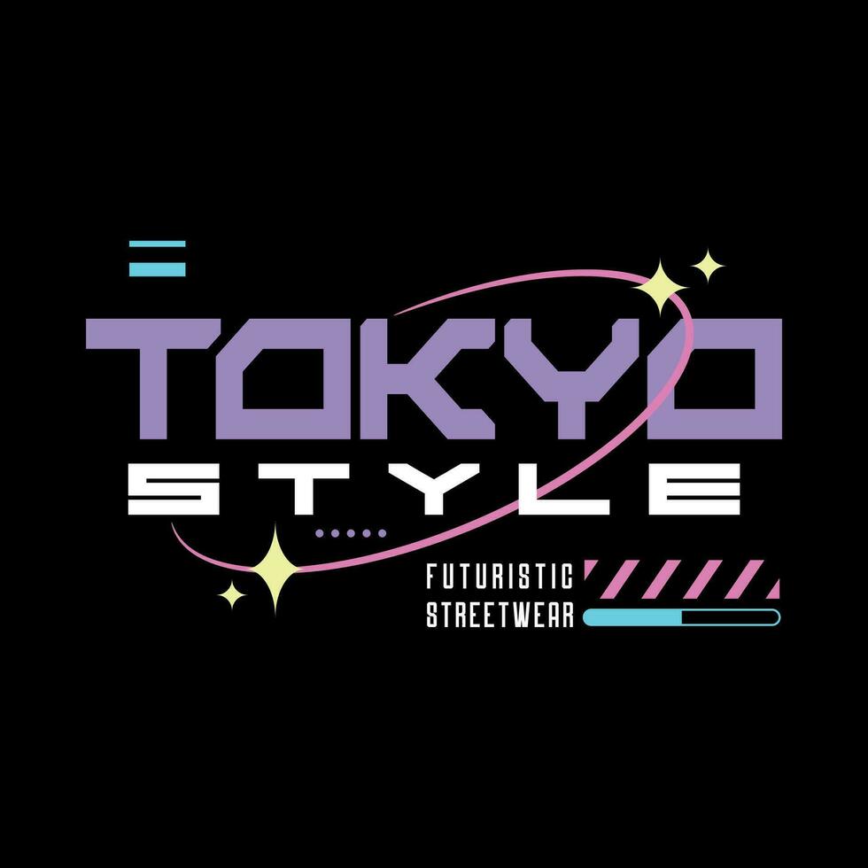 Tokyo japan Y2K streetwear aesthetic slogan typography tshirt style logo vector icon design illustration. Tokyo Style. Poster, banner, slogan shirt, clothing, sticker, badge