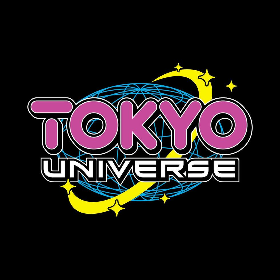 tokio Japón y2k ropa de calle estético eslogan tipografía camiseta estilo logo vector icono diseño ilustración. tokio universo. póster, bandera, eslogan camisa, ropa, pegatina, Insignia