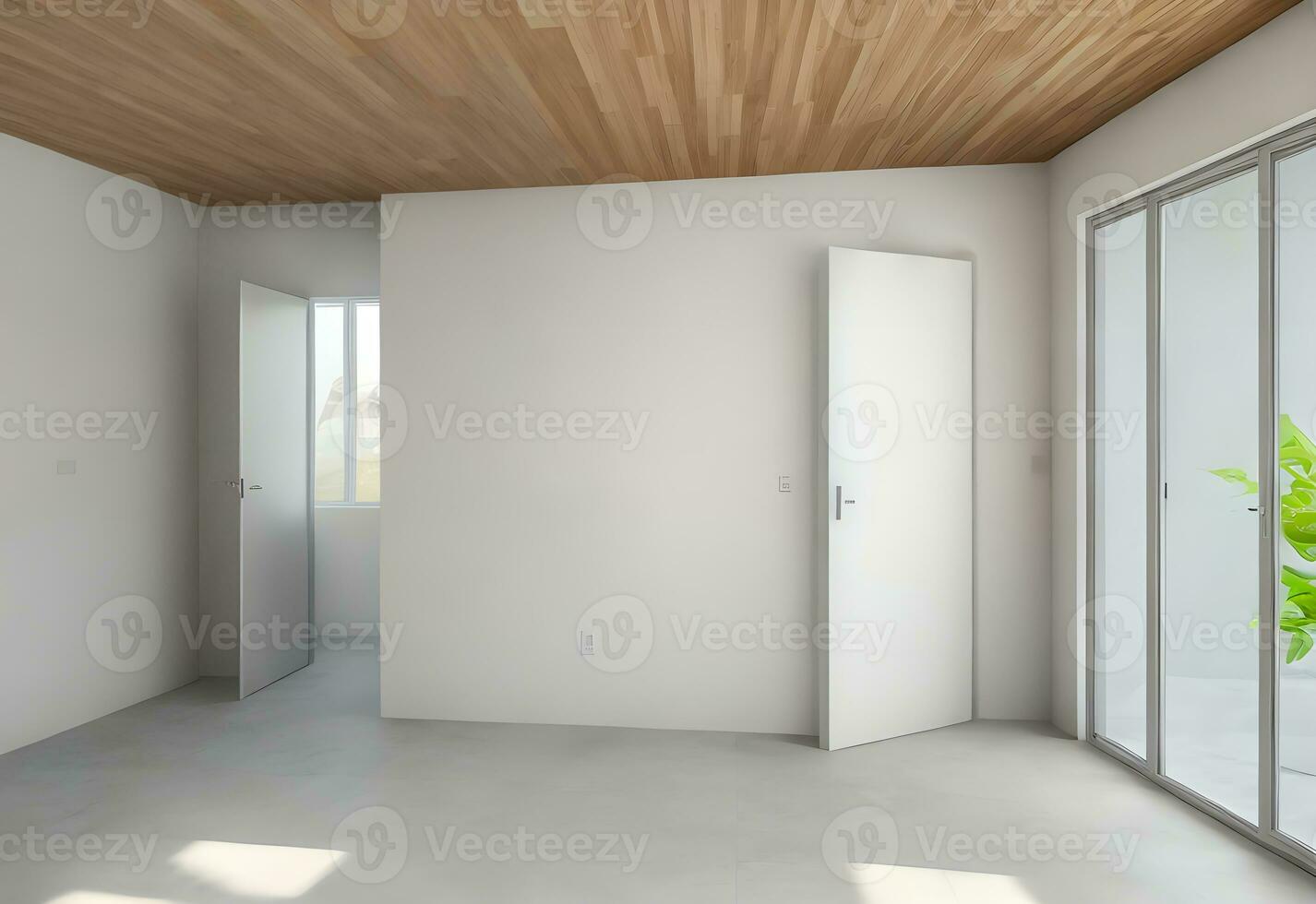 modern room with simple white wall copy space ai generated photo