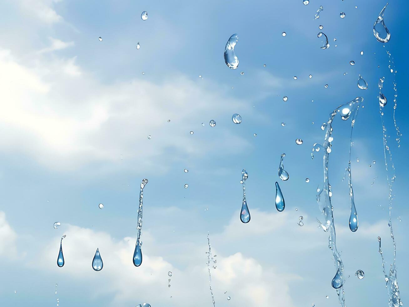 agua gotas en contra verano cielo, ai generado foto