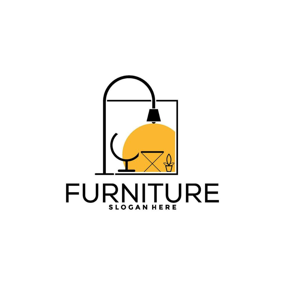 Modern Furniture logo design with creative concept, Interior logo vector template