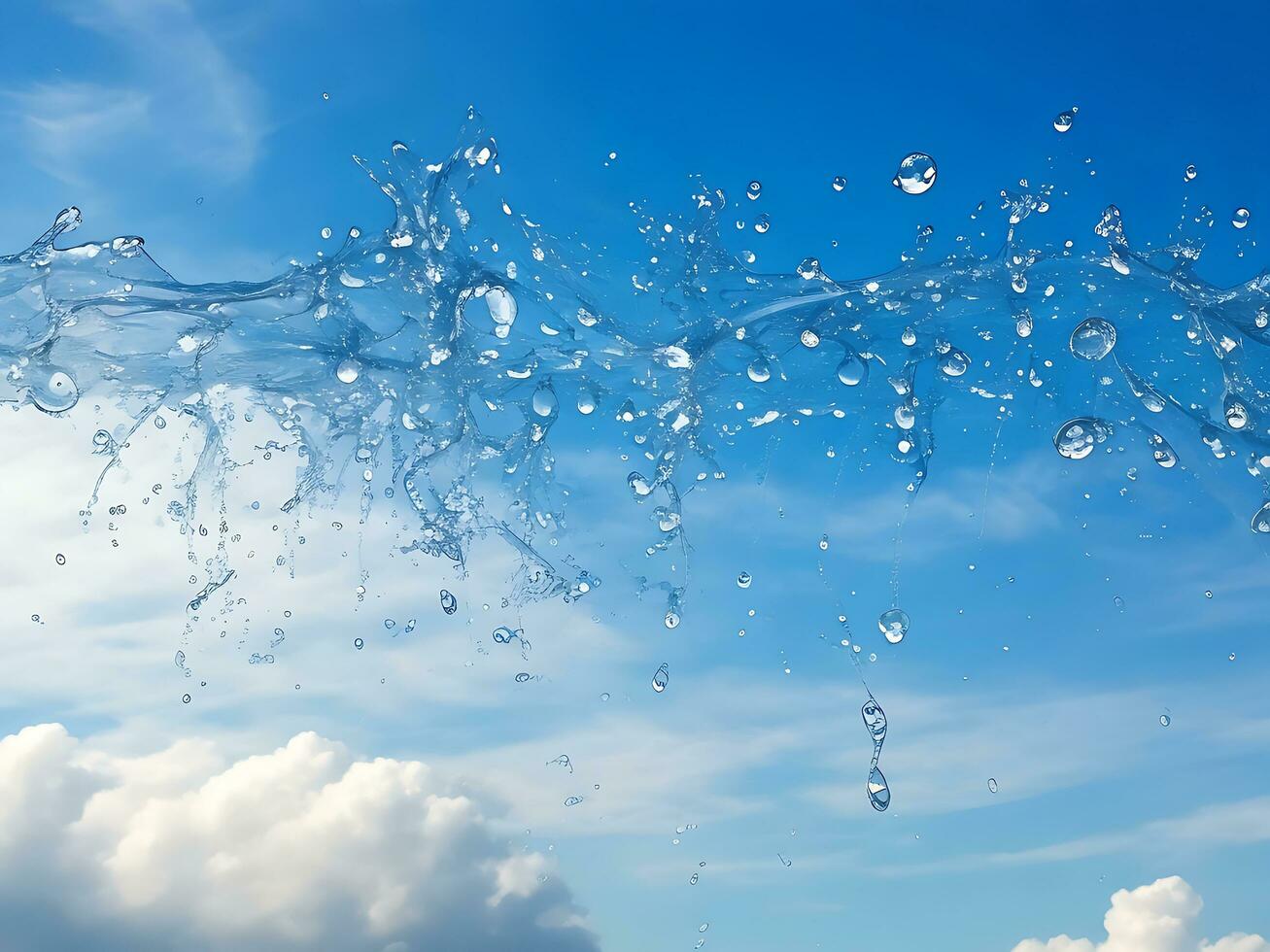 water drops against summer sky, ai generated photo