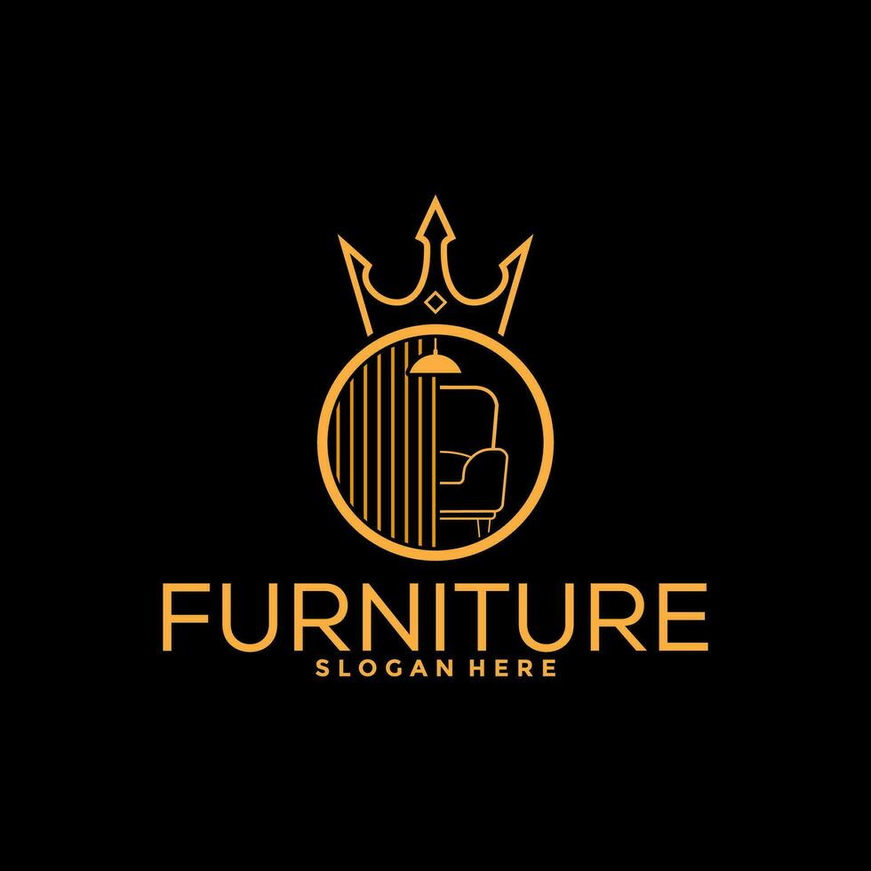 King Furniture logo design with creative concept, Interior logo vector template