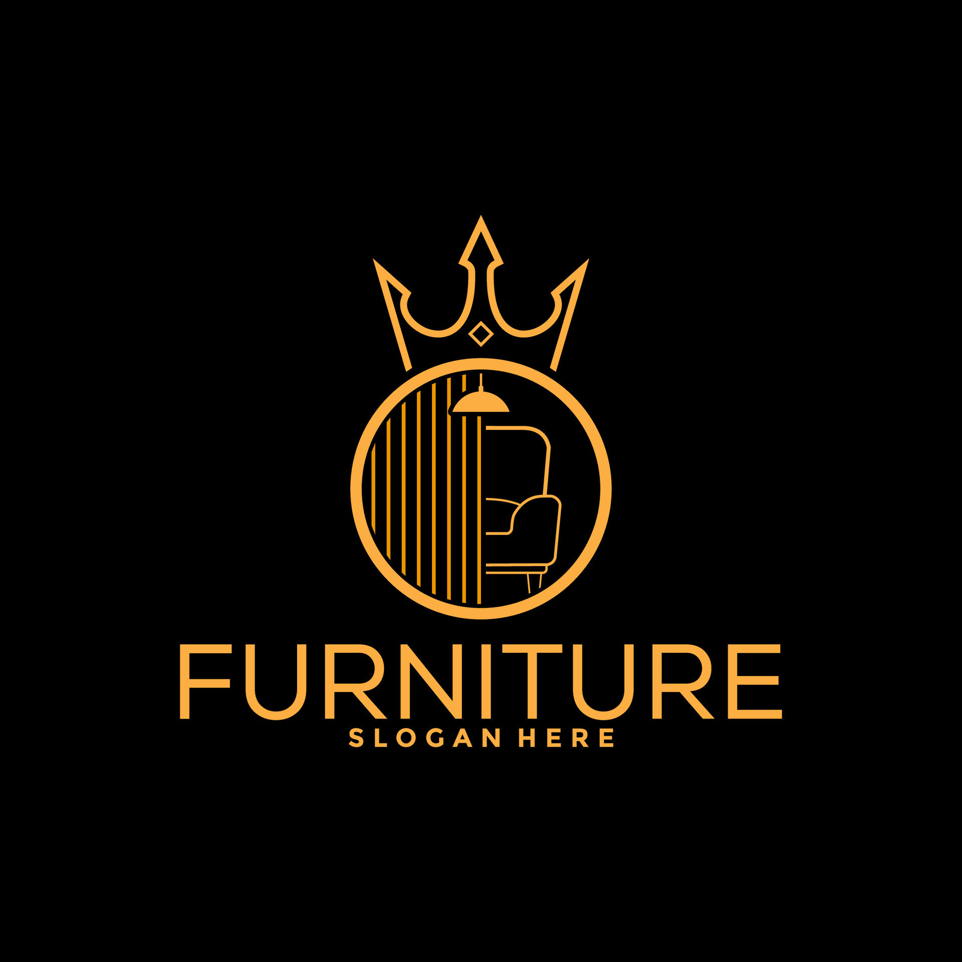 King Furniture logo design with creative concept, Interior logo vector