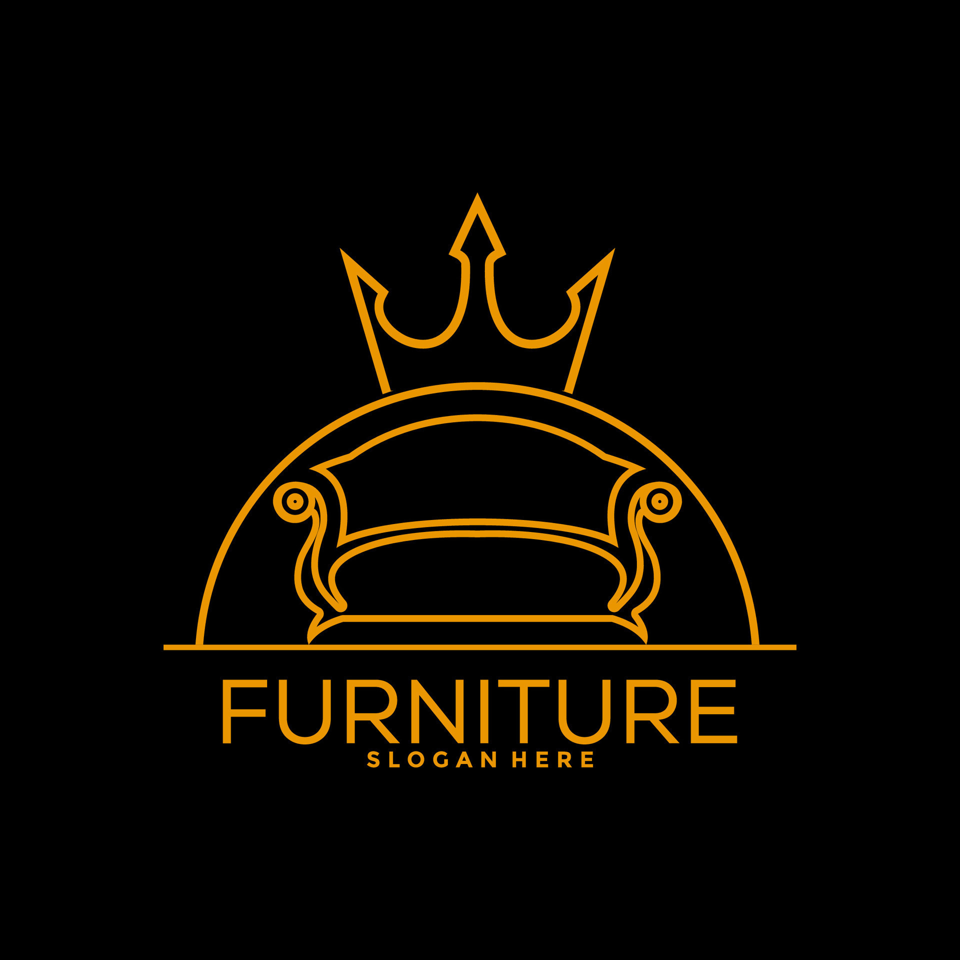 King Furniture logo design with creative concept, Interior logo vector