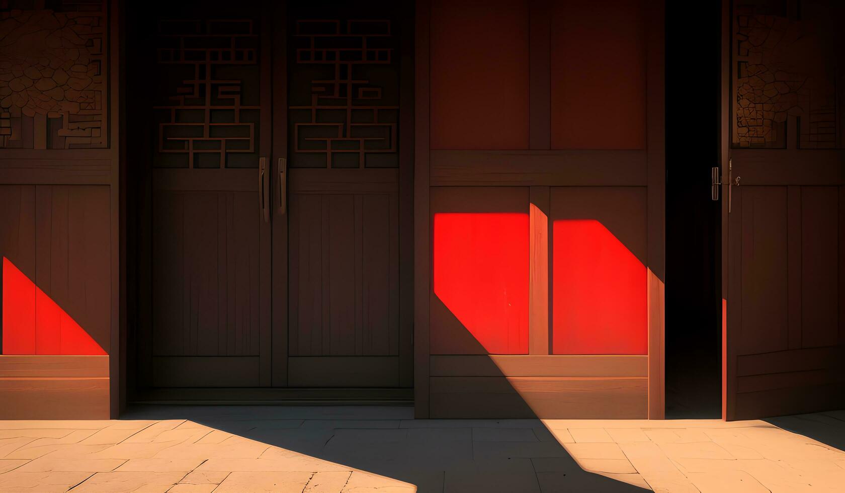 red wall with chinese style background ai generated photo