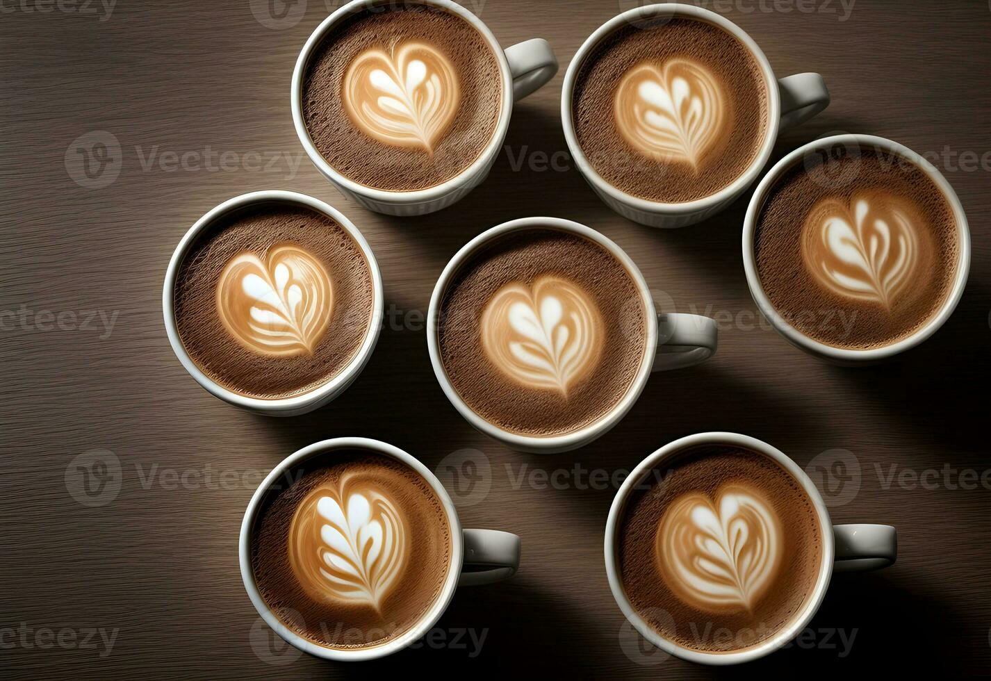 a group of latte coffee ai generated photo