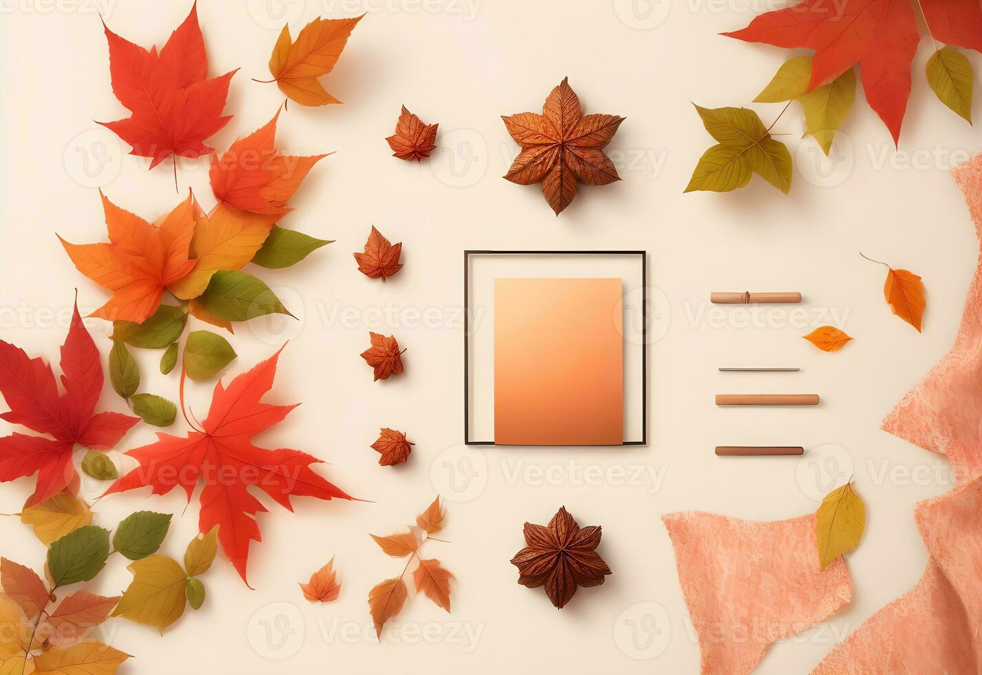 arranged autumn leaves flat lay decoration ai generated photo