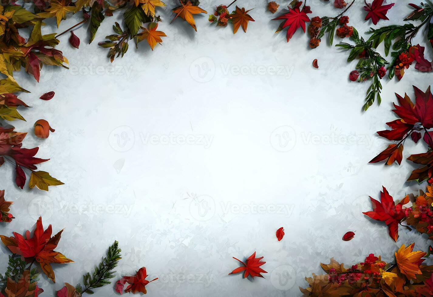 autumn leaves frame flat lay with copy space ai generated photo