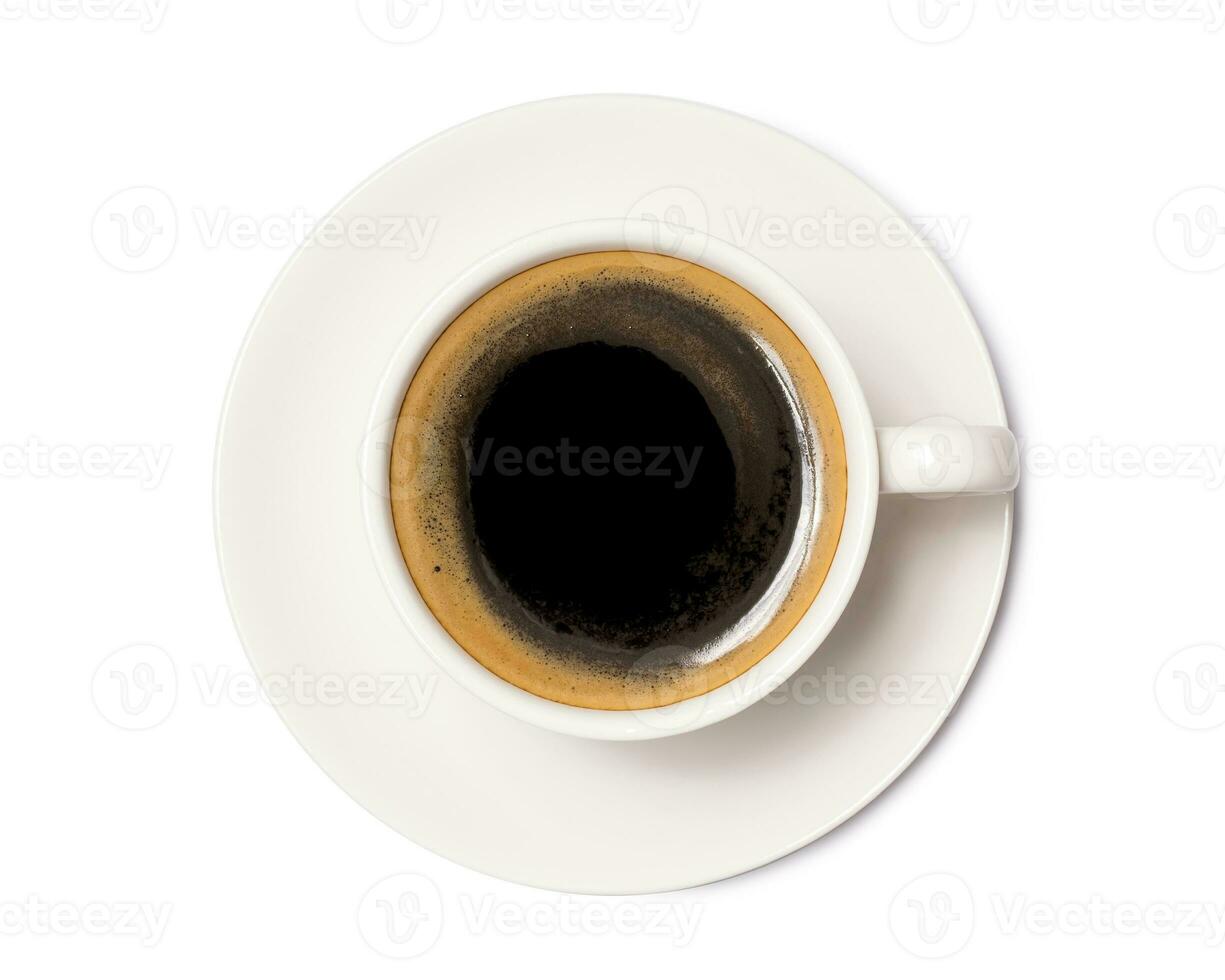 coffee cup top view  isolated on white background. with clipping path. photo