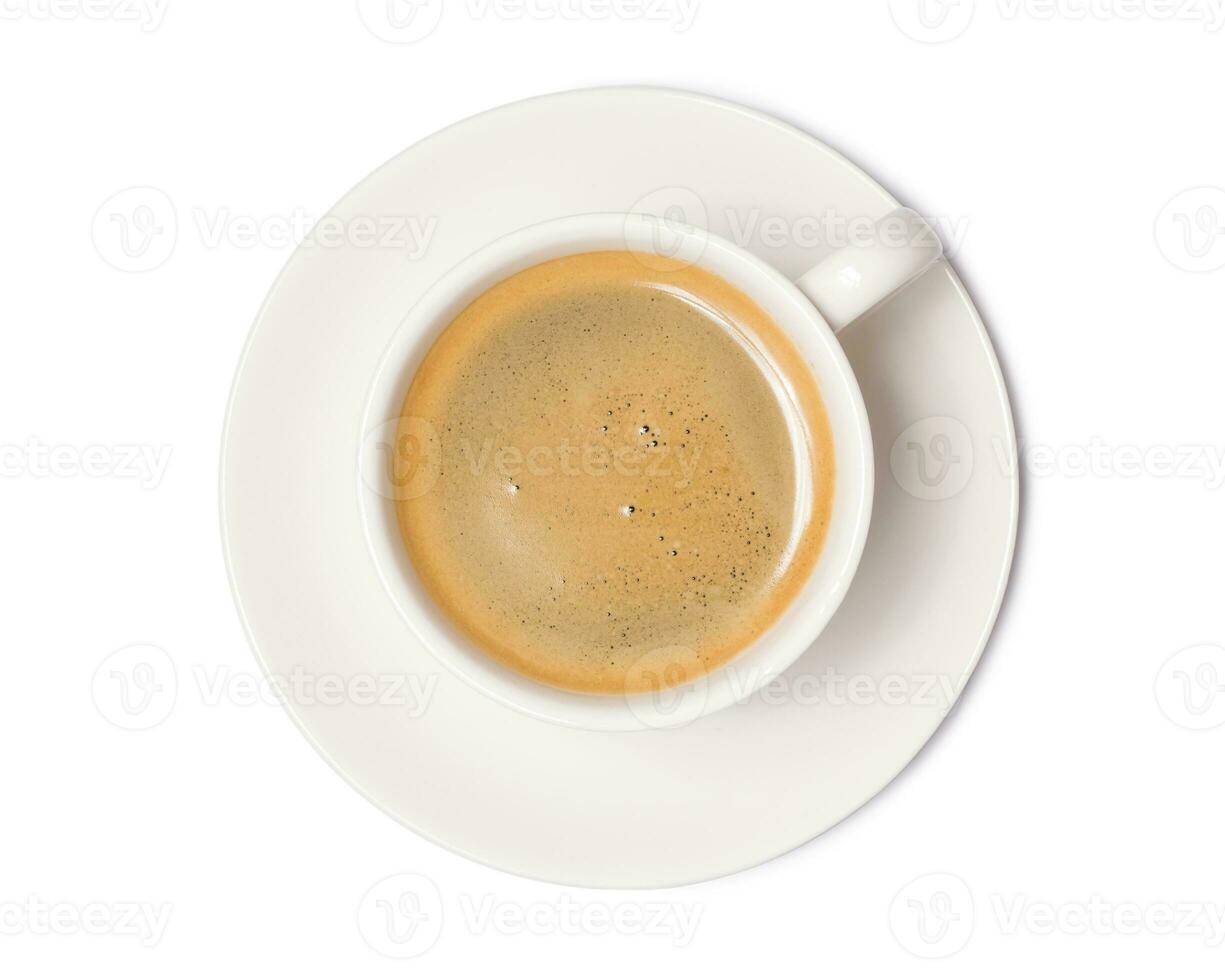 coffee cup top view  isolated on white background. with clipping path. photo