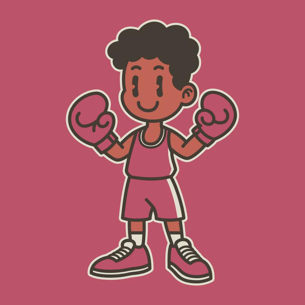 Joyful Boxer Player Isolated Vintage vector