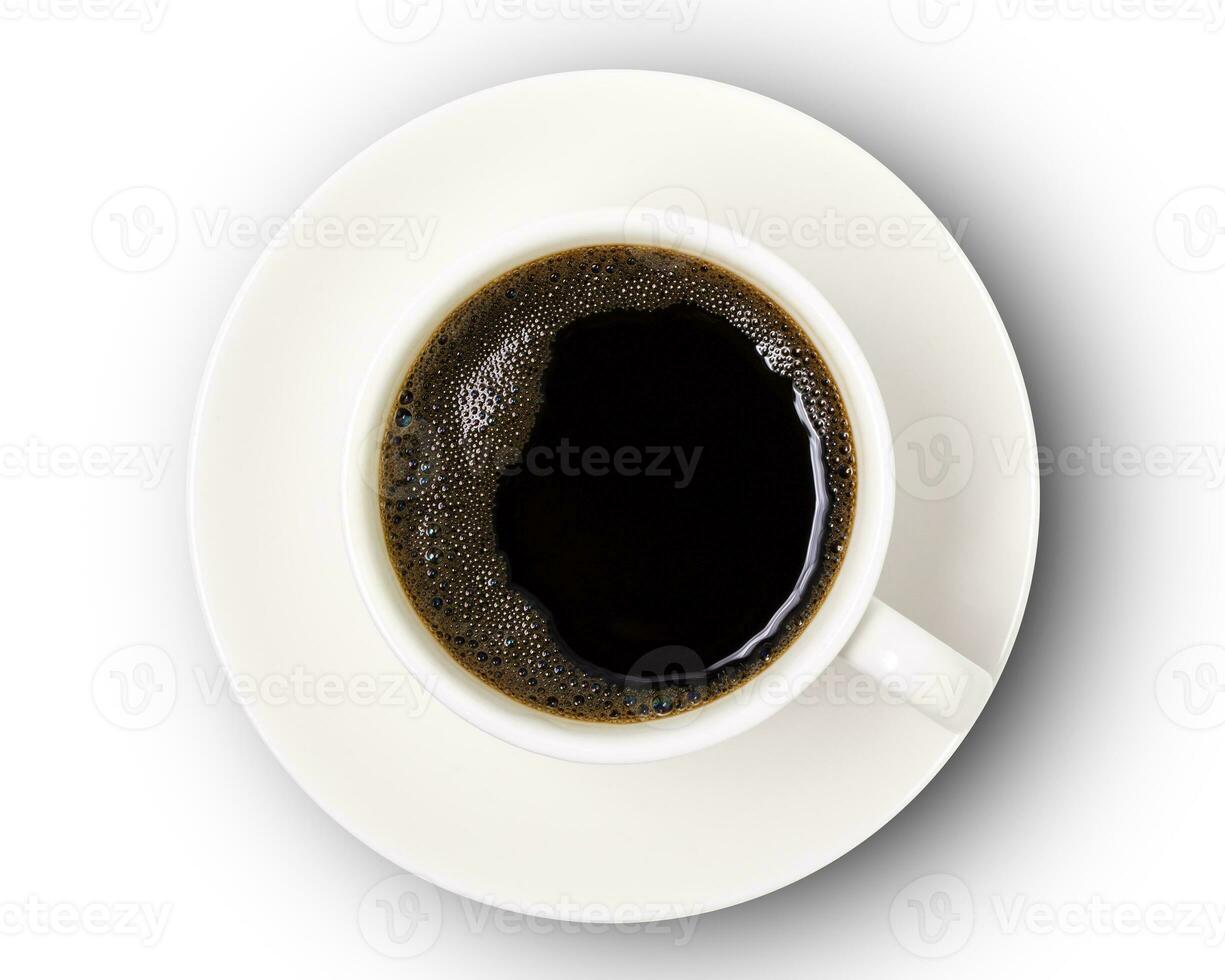 coffee cup top view  isolated on white background. with clipping path. photo