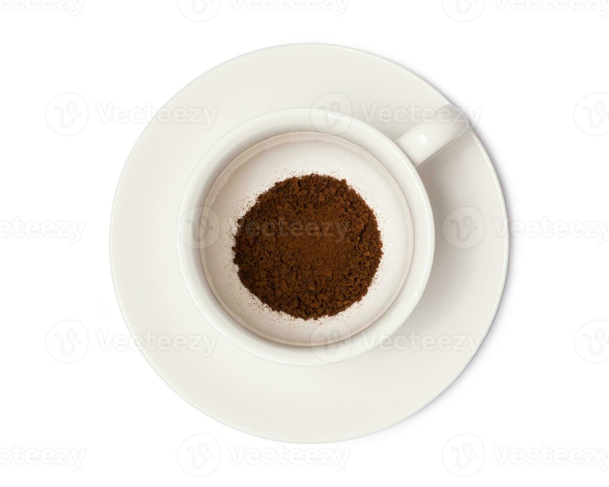 coffee cup top view  isolated on white background. with clipping path. photo