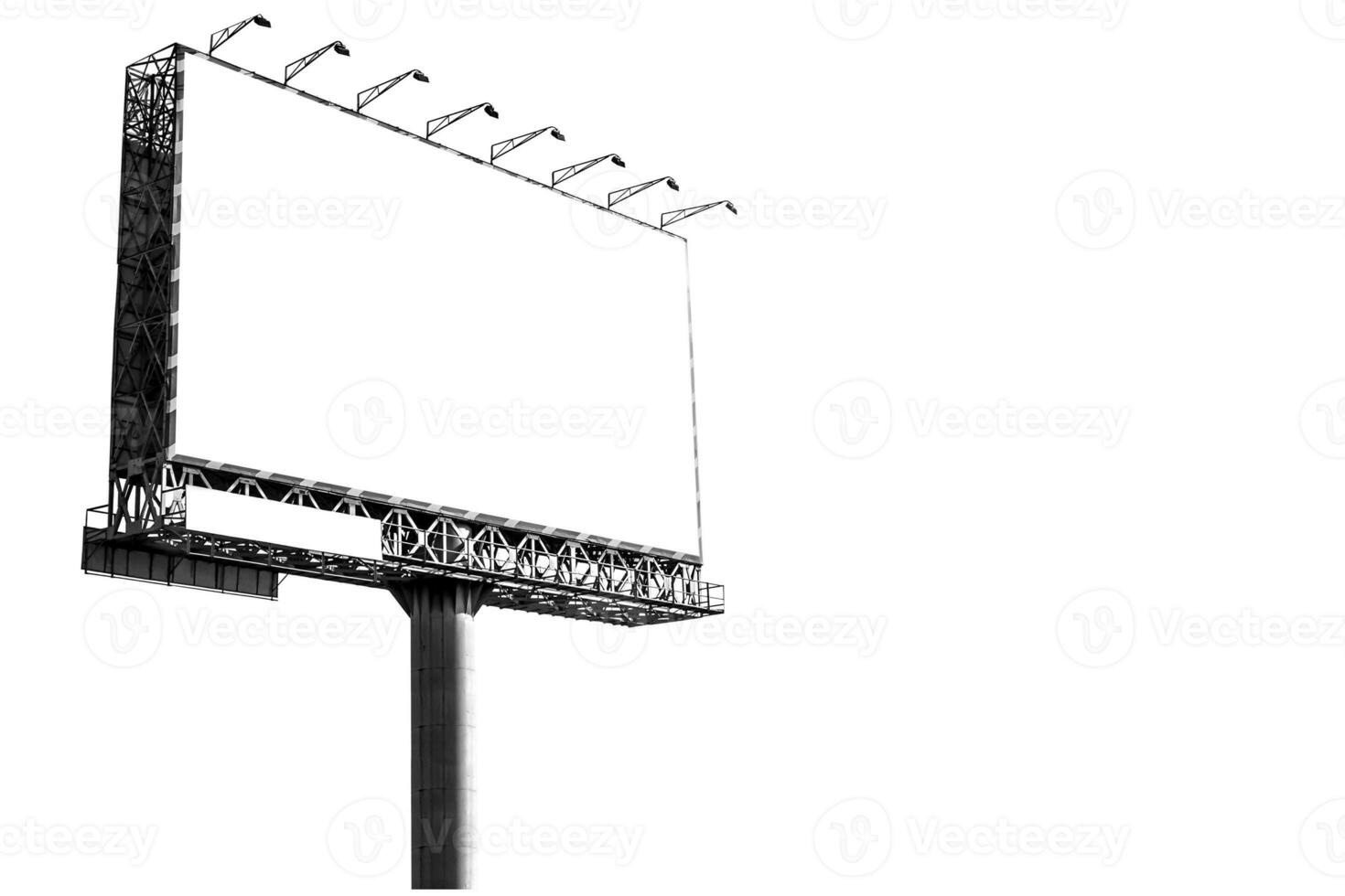 Blank billboard for advertisement isolated on white background, This has clipping path. photo