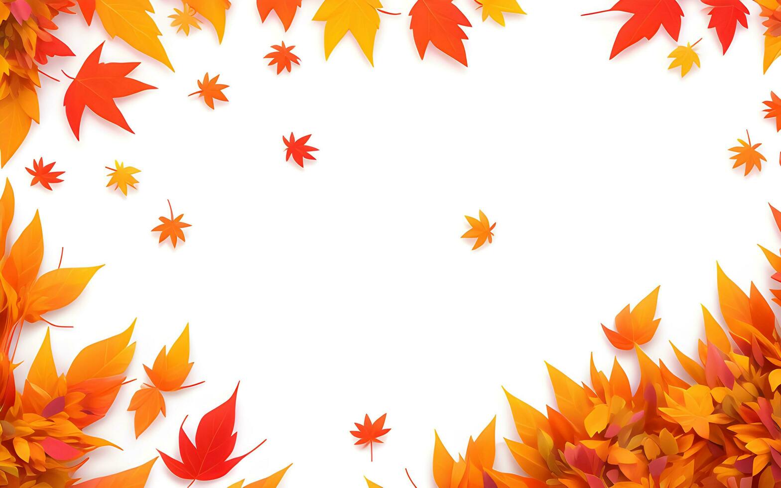 maple leaves flat lay with white background and copy space ai generated photo