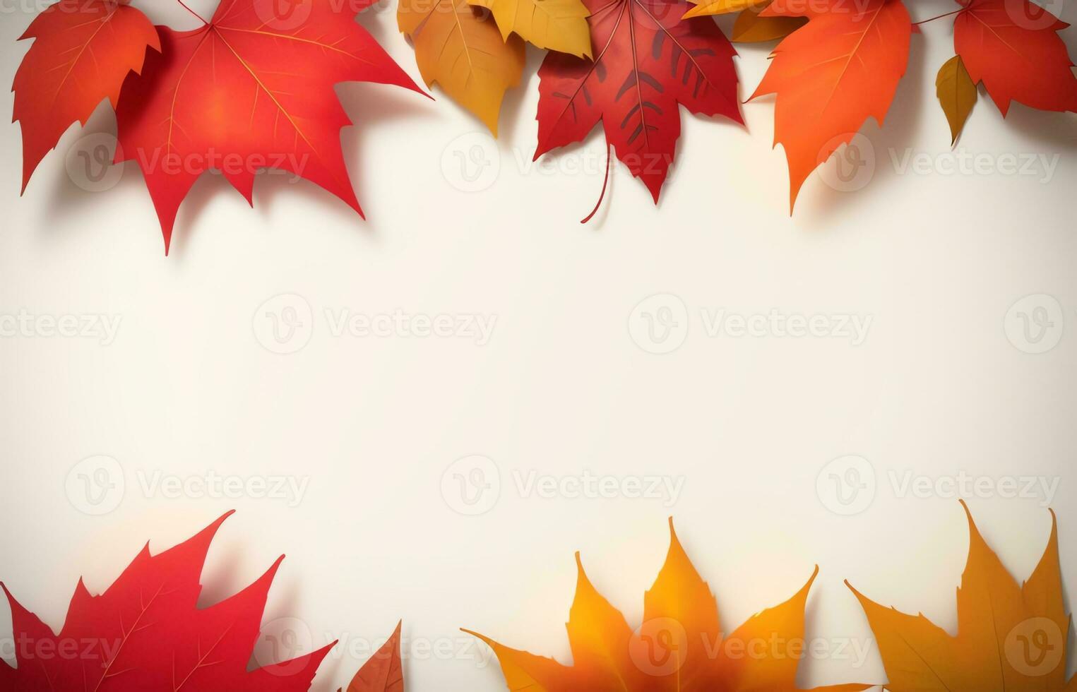 arranged autumn leaves in white background with copy space ai generated photo