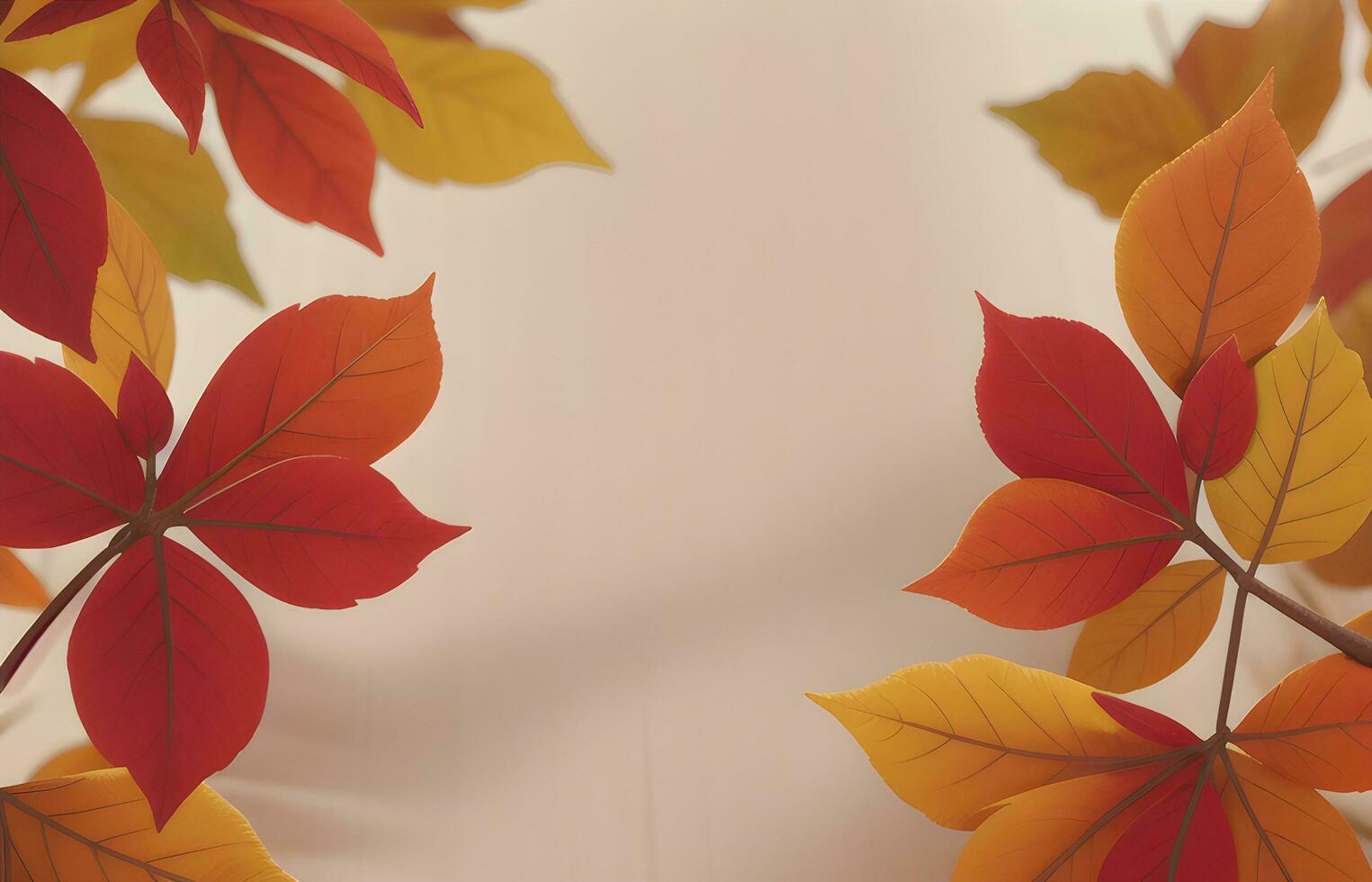 autumn leaves with copy space in pastel background ai generated photo