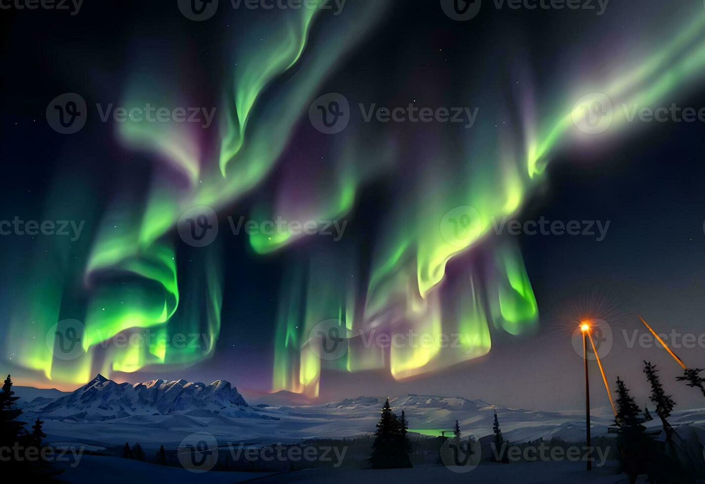 aurora landscape ai generated photo