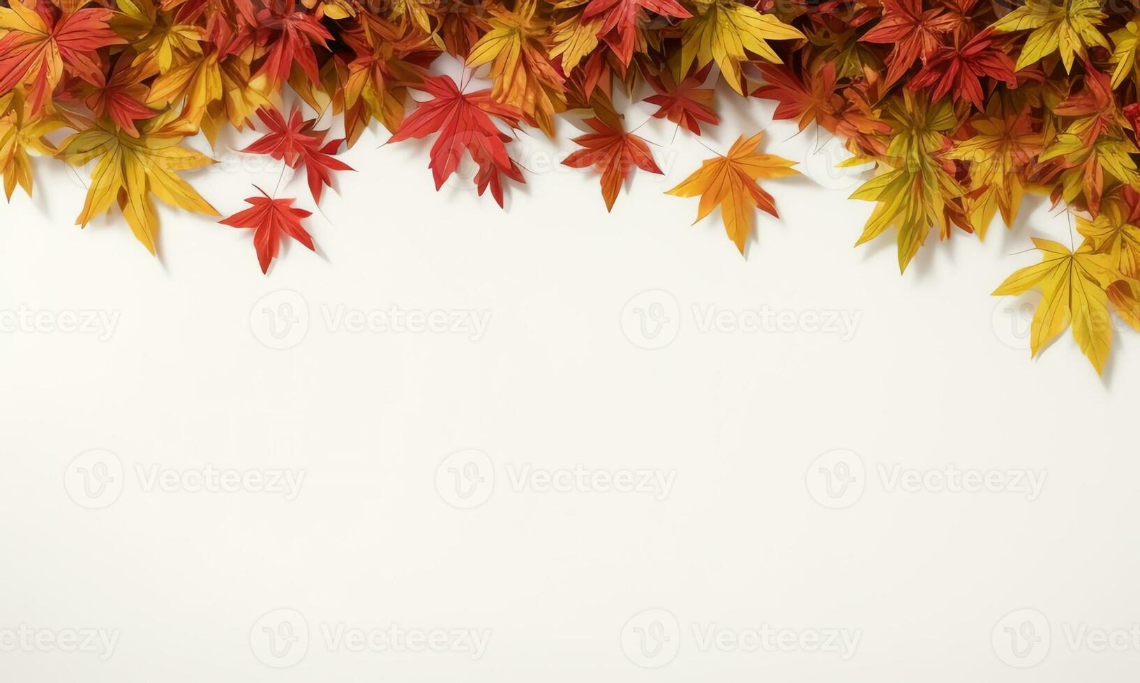 arranged maple leaf in white background with copy space ai generated photo