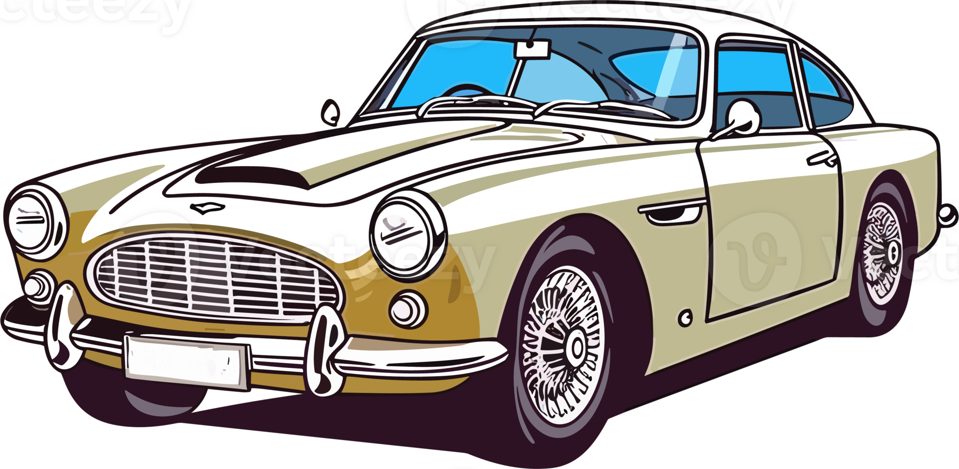 Vintage Classic Car Illustration AI Generative png