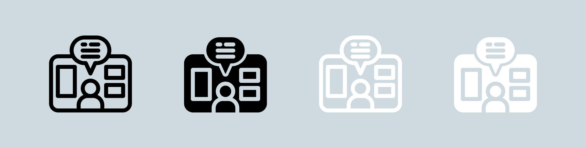 Webinar icon set in black and white. Education signs vector