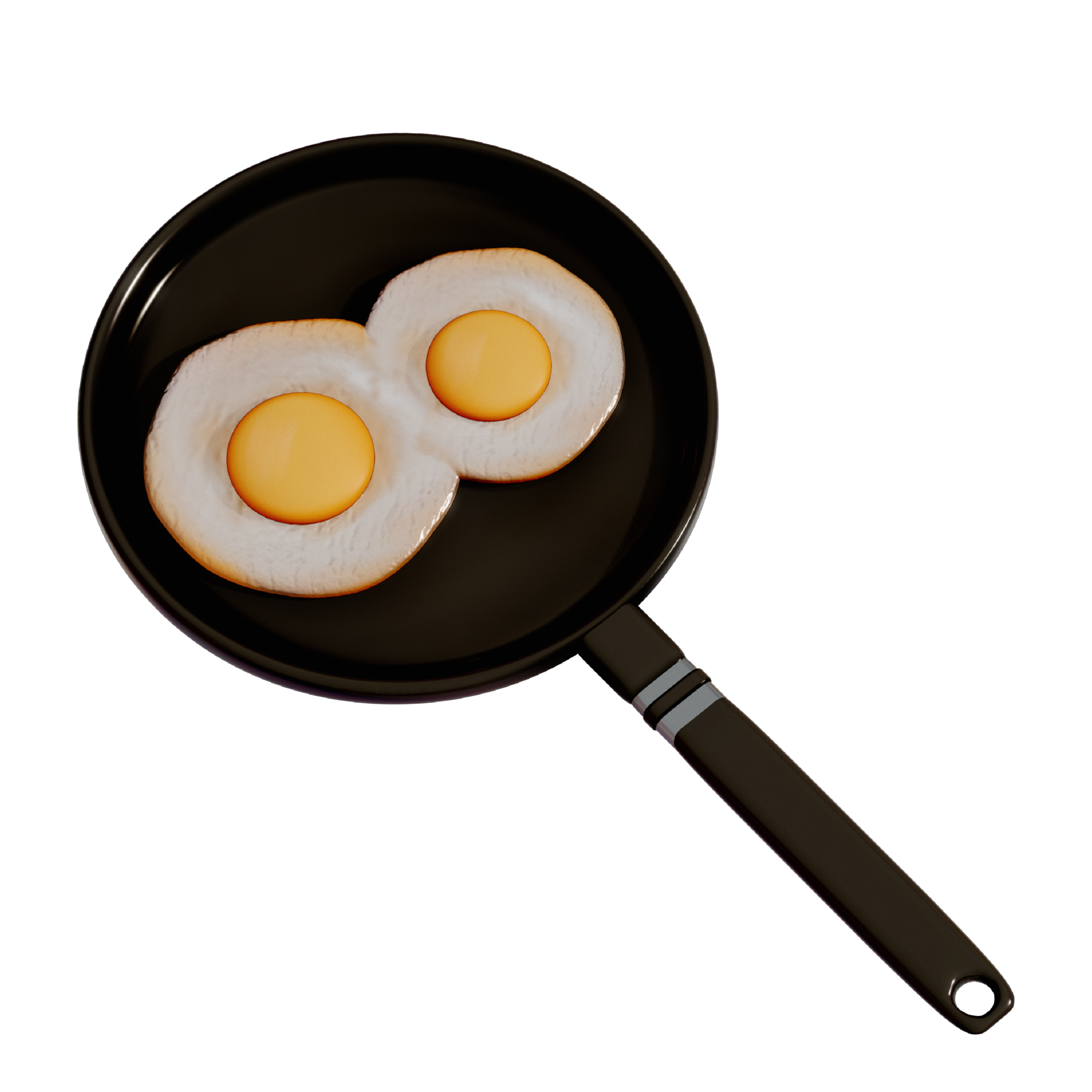 Fried eggs for breakfast 3d isolated illustration on a transparent