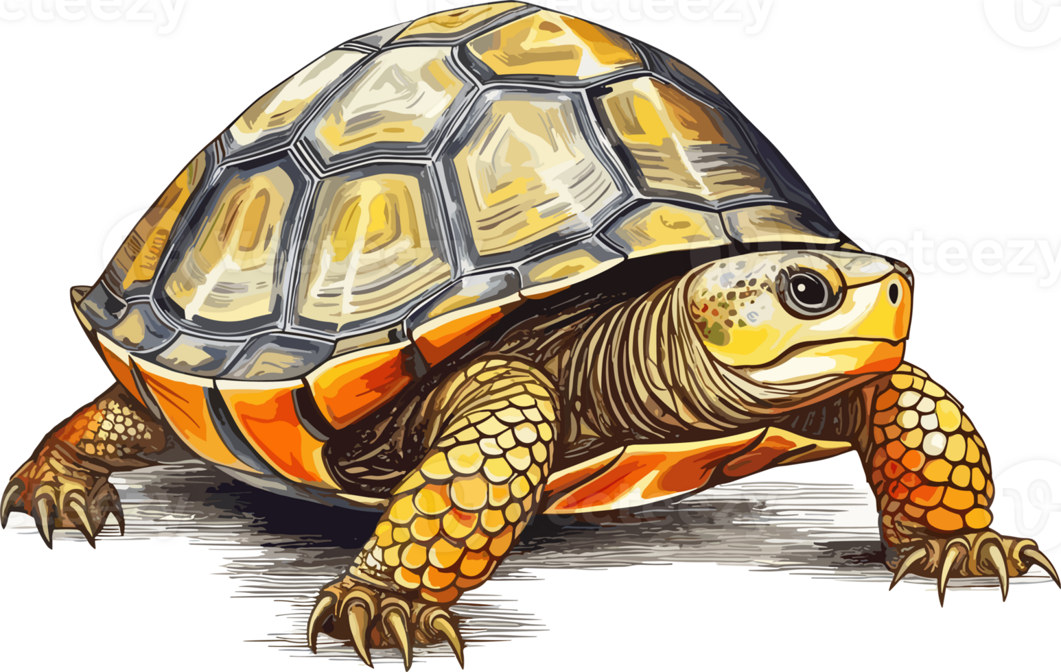 Eastern Box Turtle Illustration AI Generative png