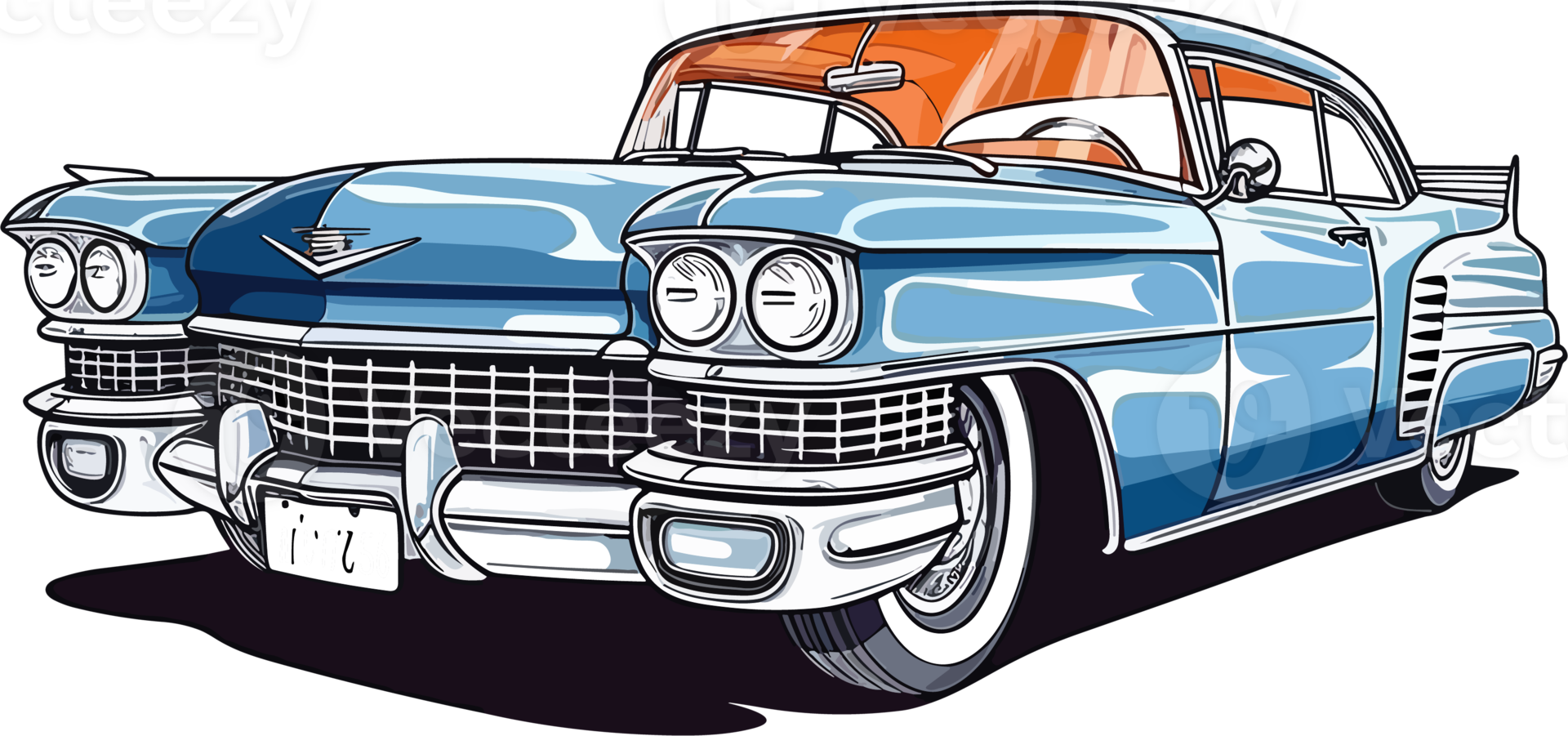 Vintage Classic Car Illustration AI Generative png