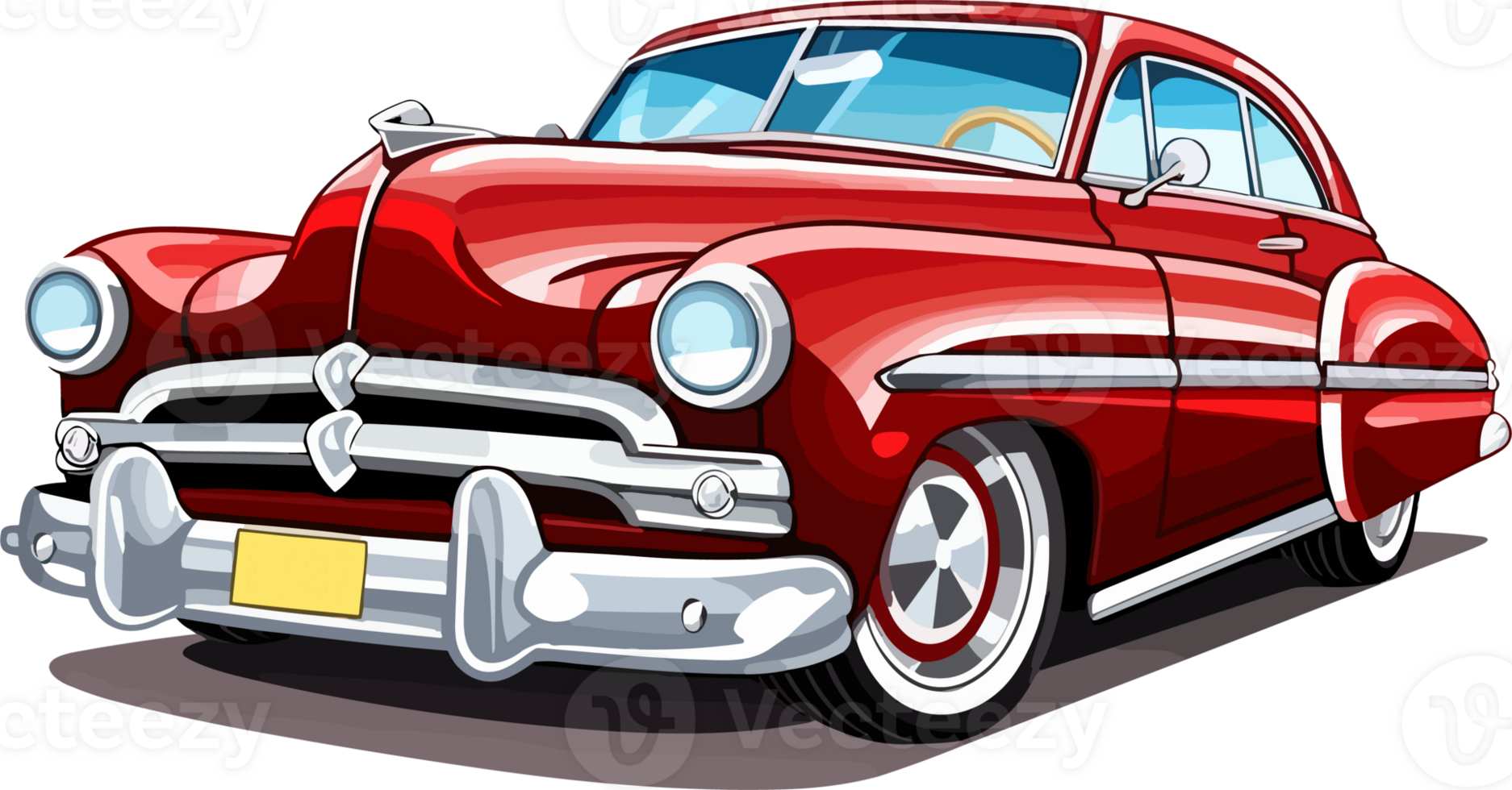 Vintage Classical Car Illustration AI Generative png