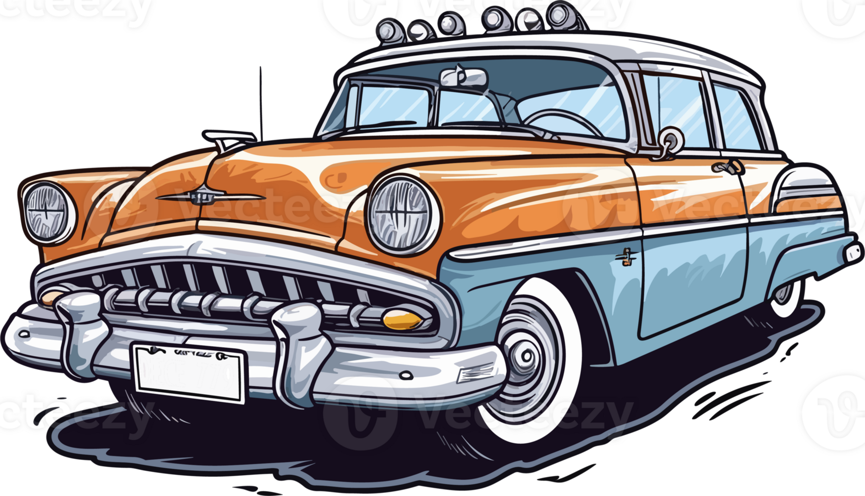 Vintage Classic Car Illustration AI Generative png