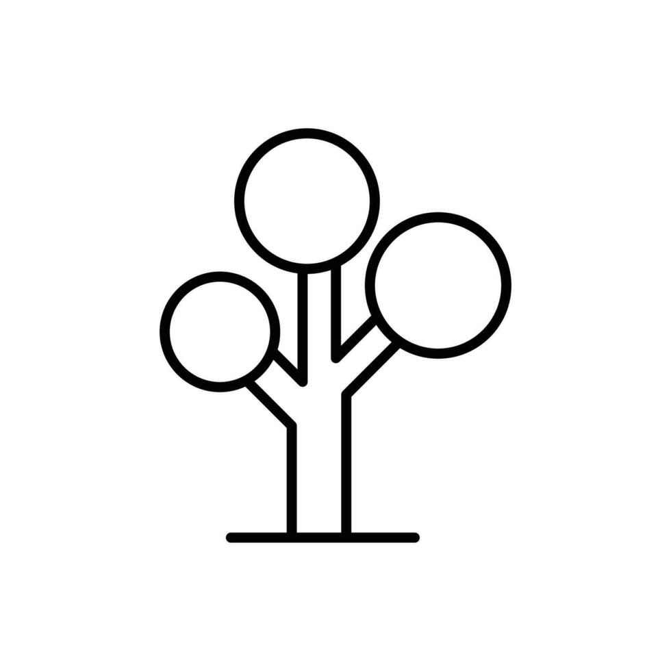 Tree icon. Simple outline style. Oval leaves, branch, nature, floral, forest concept. Thin line symbol. Vector illustration isolated.